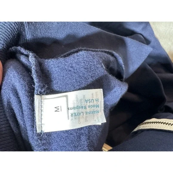 NWOT Marine Layer Afternoon Full Zip Hoodie Mens Large Navy Blue Sweatshirt - Picture 7 of 8